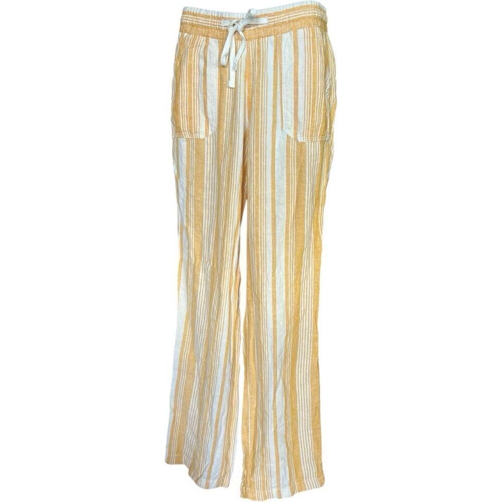 Womens Cato 1964 Linen Pull-On Drawstring Striped Boho Pallazo Pants  Sz XS
